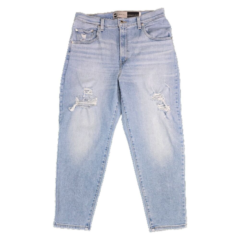 LEVIS SilverTab Jeans Womens 32 Blue Distressed Mom Jean High Waisted Denim
